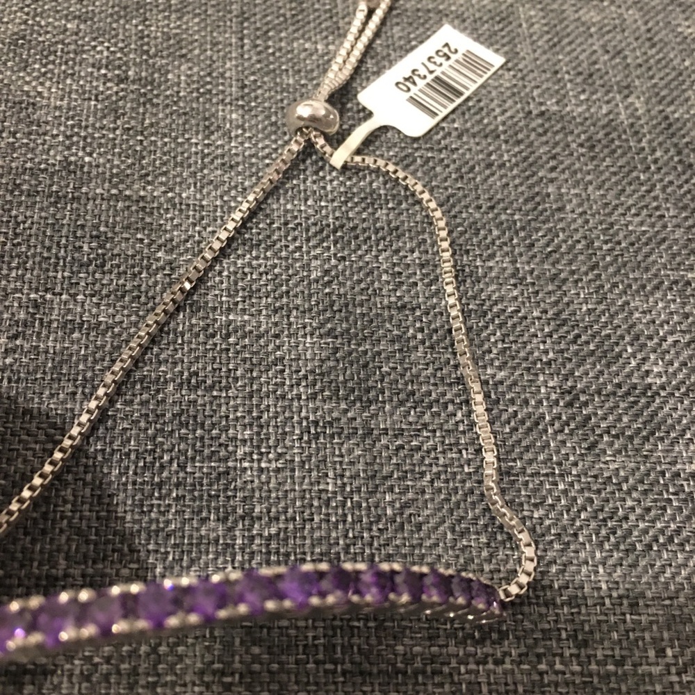 Lab created amethyst Stainless steel bracelet.
